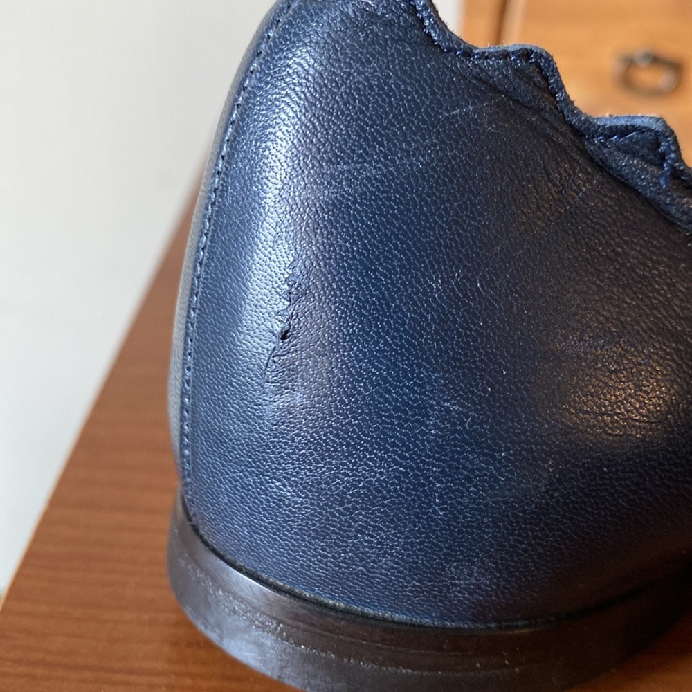 Chloe Scalloped Edge Navy Blue Flats - Picture 6 of 9